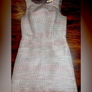 Brooks Brothers Sleeveless Sheath Dress 10 Grey With Print Multi Color Academia